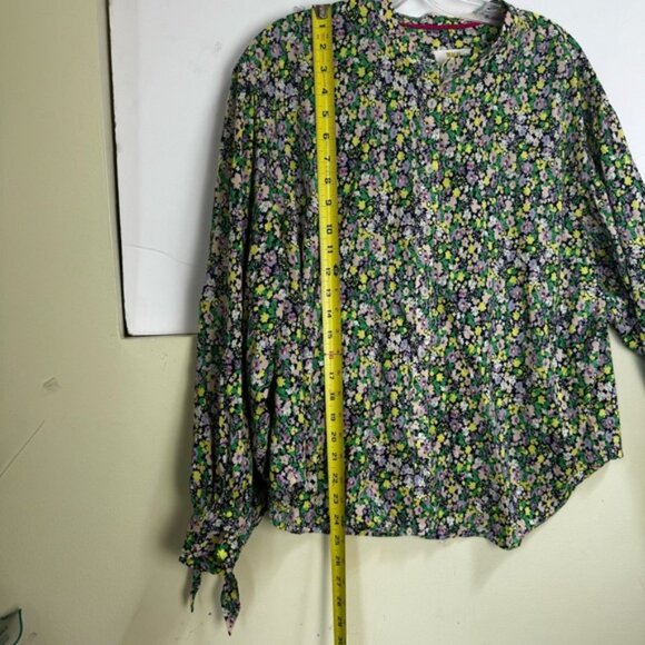 Anthropologie Maeve Ashleigh Floral Puff Sleeved Ties Button Down Oversize Top L - Picture 15 of 16